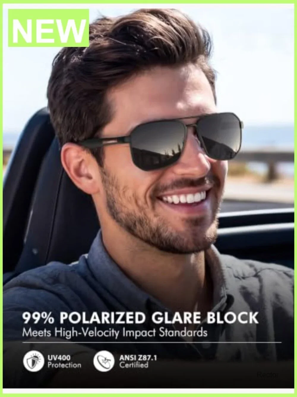 Square Aviator Sunglasses Polarized UV400 Polygon Shades Accessories